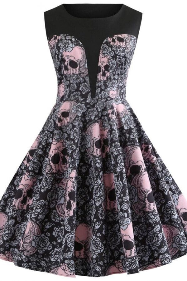 The Best Vrouwen Vintage Jurk Halloween Jurk Mouwloze Rockabilly Party Jurken Online - Source Silk