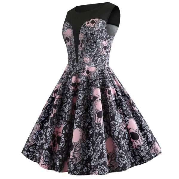 The Best Vrouwen Vintage Jurk Halloween Jurk Mouwloze Rockabilly Party Jurken Online - Source Silk