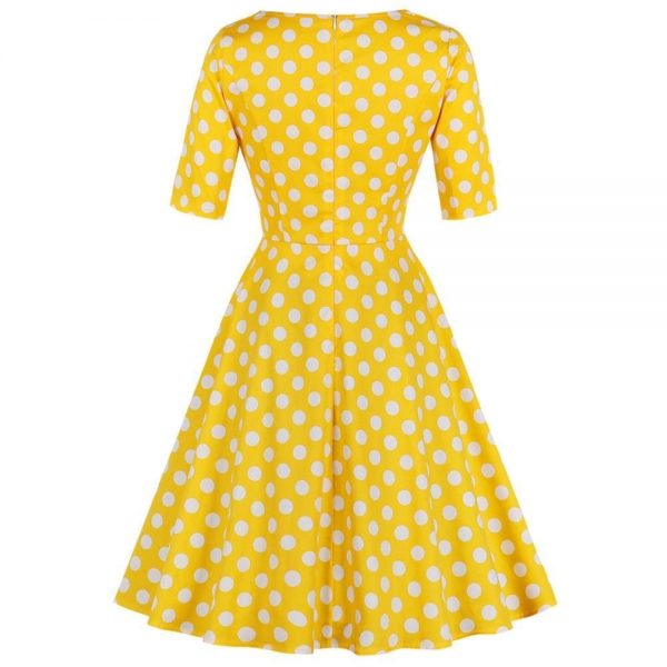 The Best Vrouwen Vintage Party Dress Herfst A-lijn Jurk Stip Druk Pin Jurken Online - Source Silk