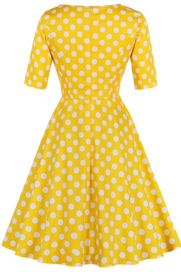 The Best Vrouwen Vintage Party Dress Herfst A-lijn Jurk Stip Druk Pin Jurken Online - Source Silk