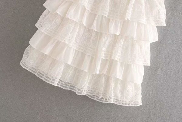 The Best White Dress Lace Condole Belt Party Embroidery Summer Mini Women Dress Online - Takalr