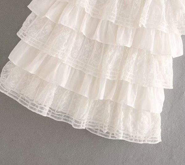 The Best White Dress Lace Condole Belt Party Embroidery Summer Mini Women Dress Online - Takalr