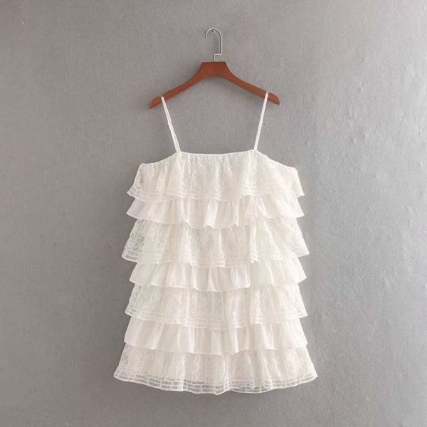 The Best White Dress Lace Condole Belt Party Embroidery Summer Mini Women Dress Online - Takalr