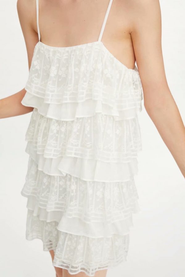 The Best White Dress Lace Condole Belt Party Embroidery Summer Mini Women Dress Online - Takalr