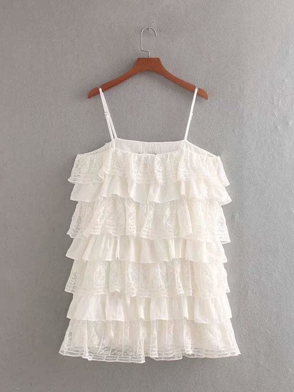 The Best White Dress Lace Condole Belt Party Embroidery Summer Mini Women Dress Online - Takalr