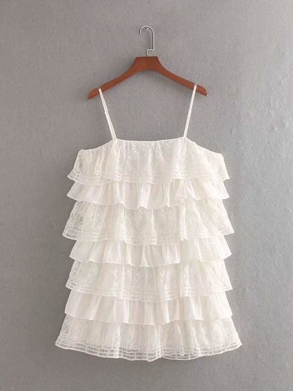 The Best White Dress Lace Condole Belt Party Embroidery Summer Mini Women Dress Online - Takalr