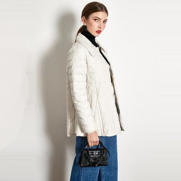 The Best Winter Loose Down Jacket Short White Duck Down Thin Coat Female Online - Takalr