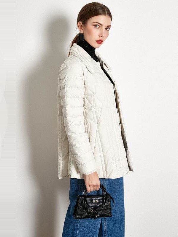 The Best Winter Loose Down Jacket Short White Duck Down Thin Coat Female Online - Takalr