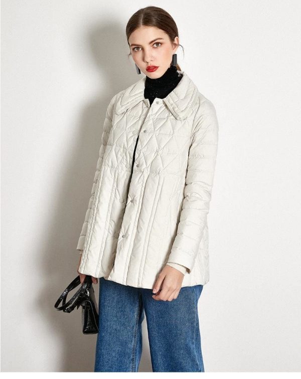 The Best Winter Loose Down Jacket Short White Duck Down Thin Coat Female Online - Takalr