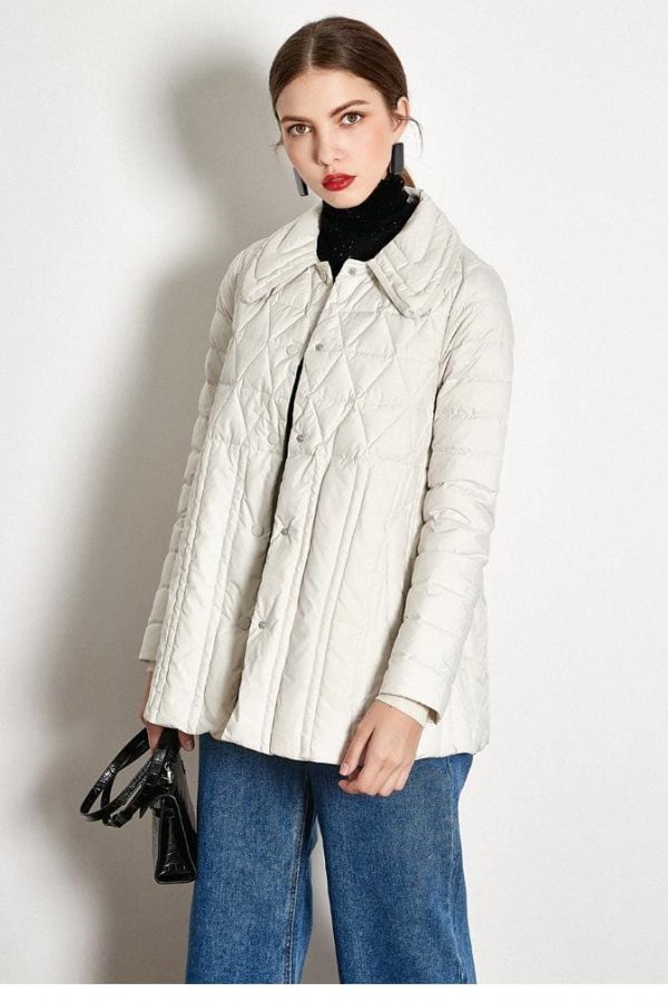 The Best Winter Loose Down Jacket Short White Duck Down Thin Coat Female Online - Takalr