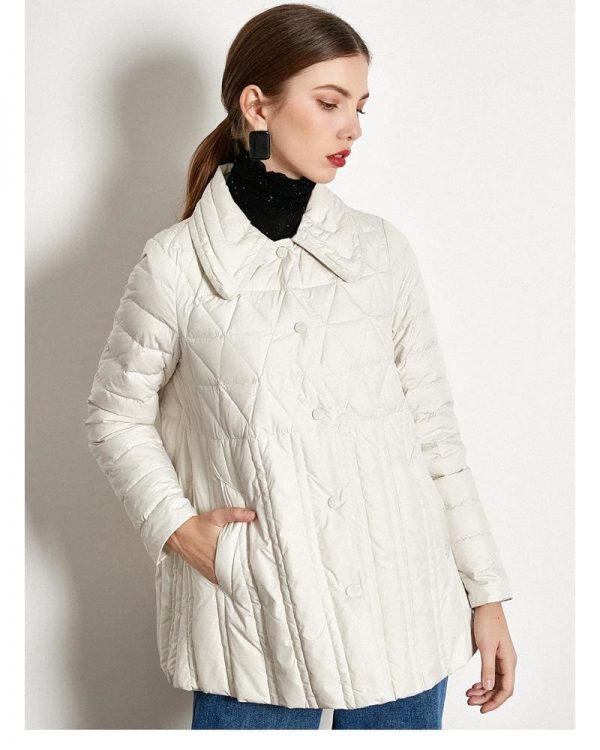 The Best Winter Loose Down Jacket Short White Duck Down Thin Coat Female Online - Takalr