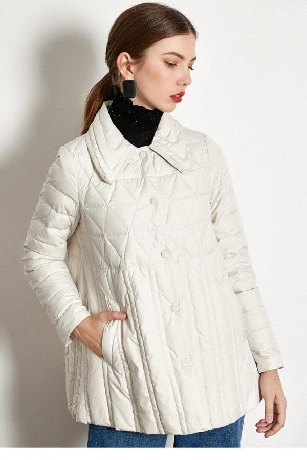 The Best Winter Loose Down Jacket Short White Duck Down Thin Coat Female Online - Takalr