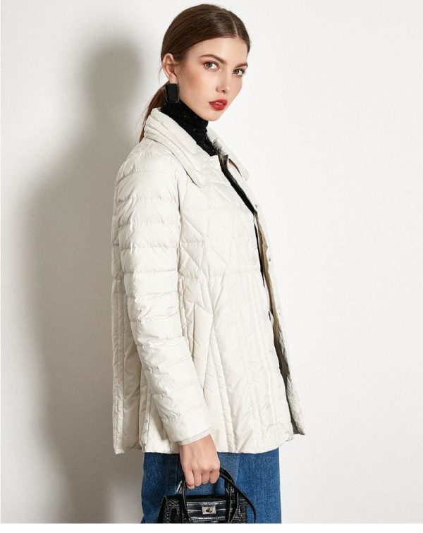 The Best Winter Loose Down Jacket Short White Duck Down Thin Coat Female Online - Takalr