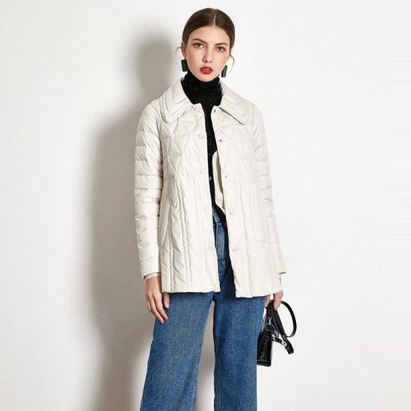 The Best Winter Loose Down Jacket Short White Duck Down Thin Coat Female Online - Takalr
