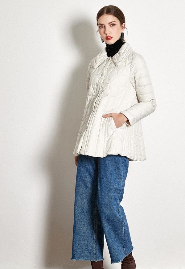 The Best Winter Loose Down Jacket Short White Duck Down Thin Coat Female Online - Takalr