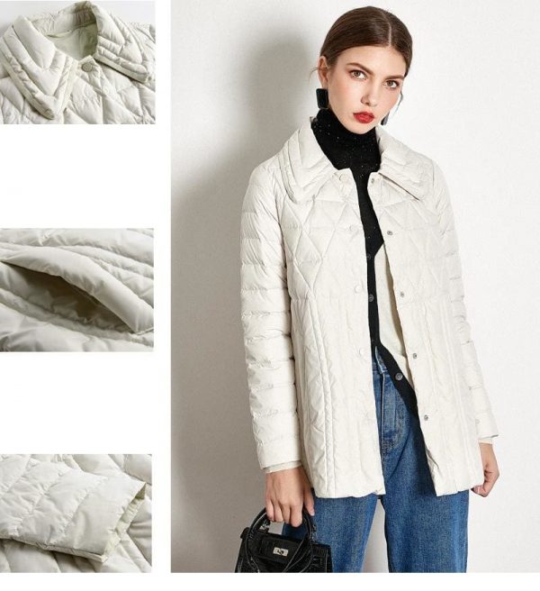 The Best Winter Loose Down Jacket Short White Duck Down Thin Coat Female Online - Takalr