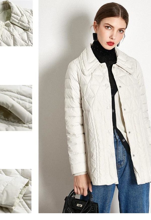 The Best Winter Loose Down Jacket Short White Duck Down Thin Coat Female Online - Takalr