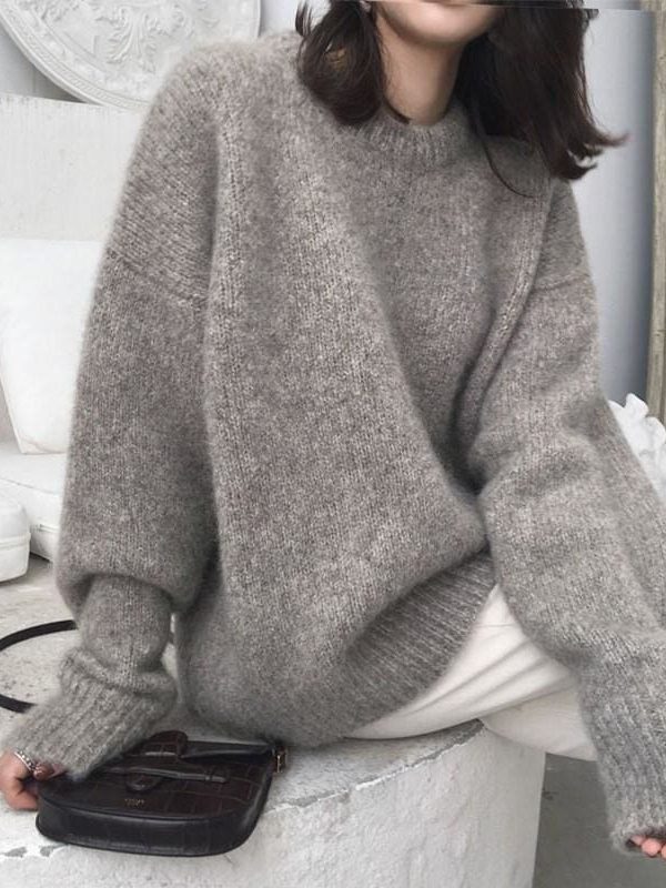 The Best winter new loose cashmere blend sweater for women casual modis Online - Source Silk