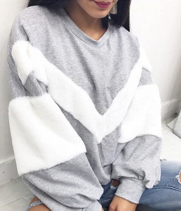 The Best Winter Warm Women Lady Hoodie Sweatshirt Stitching Long Sleeve Patchwork Casual Pullover Tops Sweatshirt Jumper Online - Takalr