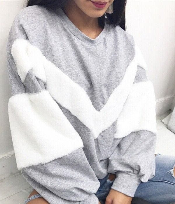 The Best Winter Warm Women Lady Hoodie Sweatshirt Stitching Long Sleeve Patchwork Casual Pullover Tops Sweatshirt Jumper Online - Takalr