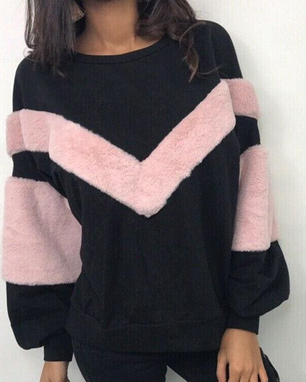 The Best Winter Warm Women Lady Hoodie Sweatshirt Stitching Long Sleeve Patchwork Casual Pullover Tops Sweatshirt Jumper Online - Takalr
