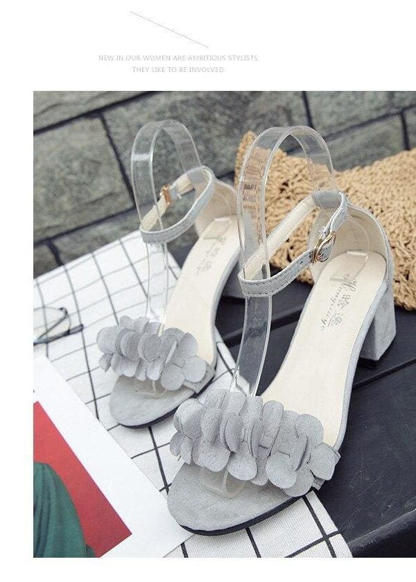 The Best Woman Flock Gladiator Sandals Flower Sandals Square heel Women Sandals Online - Source Silk