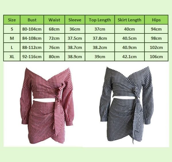 The Best Women 2 Piece Plaid Crop Top Bodycon Skirt Sexy Ladies Casual Summer Beach Party Mini Dress Outfit Holiday Online - Takalr