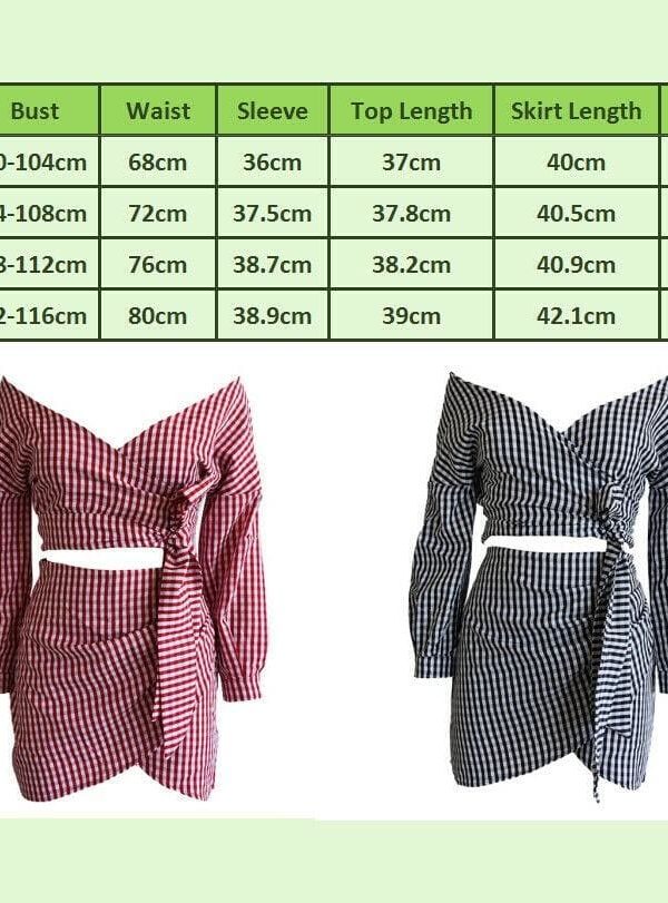 The Best Women 2 Piece Plaid Crop Top Bodycon Skirt Sexy Ladies Casual Summer Beach Party Mini Dress Outfit Holiday Online - Takalr