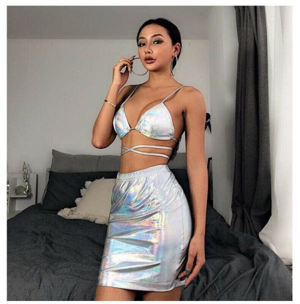 The Best Women 2 Piece Summer Backless Bodycon Crop Tops and Skirt Set Short Mini Dress Party Sexy Ladies Clubwear Set Online - Takalr