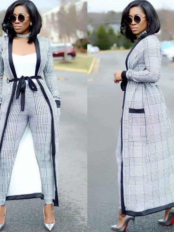 The Best Women 2 Pieces Sets Pencil Pants Jacket Fashion Suit Online - Source Silk