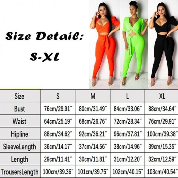 The Best Women 2Pcs Sets Bandage Crop Top Long Pencil Trousers Suit Short Sleeve Casual Romper Summer Deep V Neck Skinny Clubwear Online - Takalr