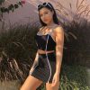 The Best Women 2pcs Summer Stripes on both sides Tank Cami Top Mini Pencil Skirt Party Club Evening Bodycon Femme Outfits Sets Online - Takalr