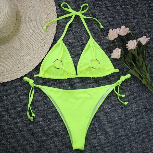 The Best Women 2pcs Swimwear Bandage Padded Bra Bikini Set Push-up Solid Beachwear Swimsuit Bathing Suit Brazilian Swimsuit Online - Takalr