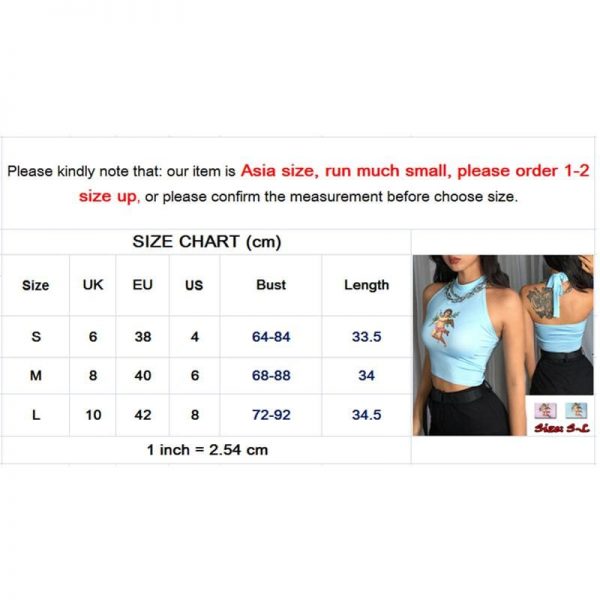 The Best Women Angel Printing Halter Neck Tube Fashion Ladies Sleeveless Backless Blouse Shirt Vest Crop Tops Online - Takalr