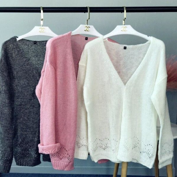 The Best Women Autumn Crochet Hollow Out Cardigan Femme Knitted Sweater Tops Knitwear Coat Outwear Fashion Streetwear Online - Takalr