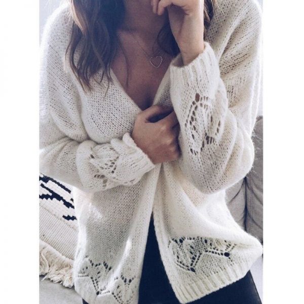 The Best Women Autumn Crochet Hollow Out Cardigan Femme Knitted Sweater Tops Knitwear Coat Outwear Fashion Streetwear Online - Takalr