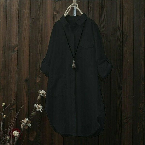 The Best Women Autumn Long Sleeve Button Plain Shirt Blouse Ladies Pure Casual Loose Baggy Tunic Tops Outwear Streetwear Online - Takalr