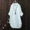 The Best Women Autumn Long Sleeve Button Plain Shirt Blouse Ladies Pure Casual Loose Baggy Tunic Tops Outwear Streetwear Online - Takalr