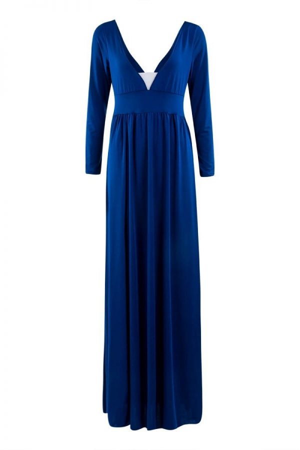 The Best Women Autumn Long Sleeve Maxi Dress Elegant Split Formal Evening Party Dress Fashion V neck Women vestidos Online - Takalr