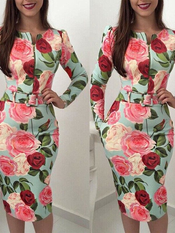 The Best Women Bandage Bodycon Long Sleeve Short Mini Floral Party Casual Dress Ladies Floral Chic Summer Dresses Female Online - Takalr