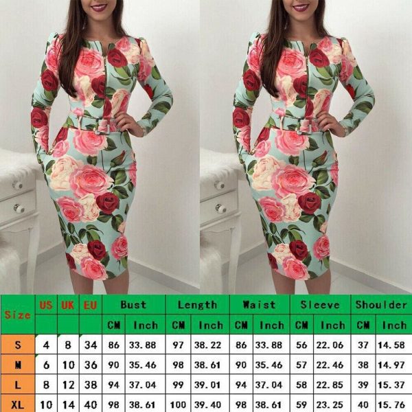 The Best Women Bandage Bodycon Long Sleeve Short Mini Floral Party Casual Dress Ladies Floral Chic Summer Dresses Female Online - Takalr