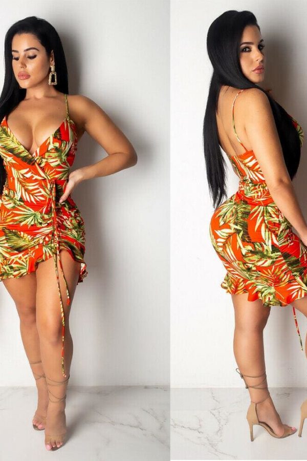 The Best Women Bandage Bodycon Sleeveless Evening Party Club Mini Dress Floral Print Design Beach Holiday Casual Sheath Dress Online - Takalr