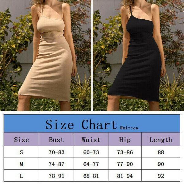 The Best Women Bandage Stretchy Package Hip Bodycon Dress Ladies One Shoulder Solid Strap Short Mini Sundress Online - Takalr