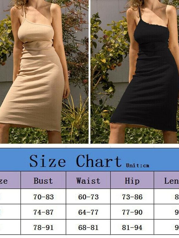 The Best Women Bandage Stretchy Package Hip Bodycon Dress Ladies One Shoulder Solid Strap Short Mini Sundress Online - Takalr