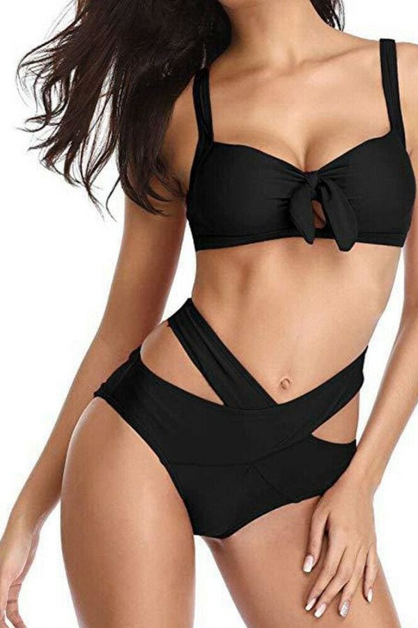 The Best Women Bandeau Bandage High Waist Bikini Set Beachwear Swimsuit Online - Takalr