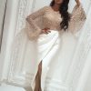 The Best Women Beaded Patchwork Slit Long Puff Sleeve Formal Gown Wedding Bridesmaid Evening Party Bodycon Prom Cocktail Dress Online - Takalr