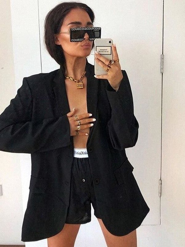 The Best Women Blazer Oversize Autumn Long Coat Sexy Simple Candy Color Slim Long-sleeved Suit Kendall Fashion Avocado Green Blazer Online - Takalr