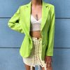 The Best Women Blazer Oversize Autumn Long Coat Sexy Simple Candy Color Slim Long-sleeved Suit Kendall Fashion Avocado Green Blazer Online - Takalr