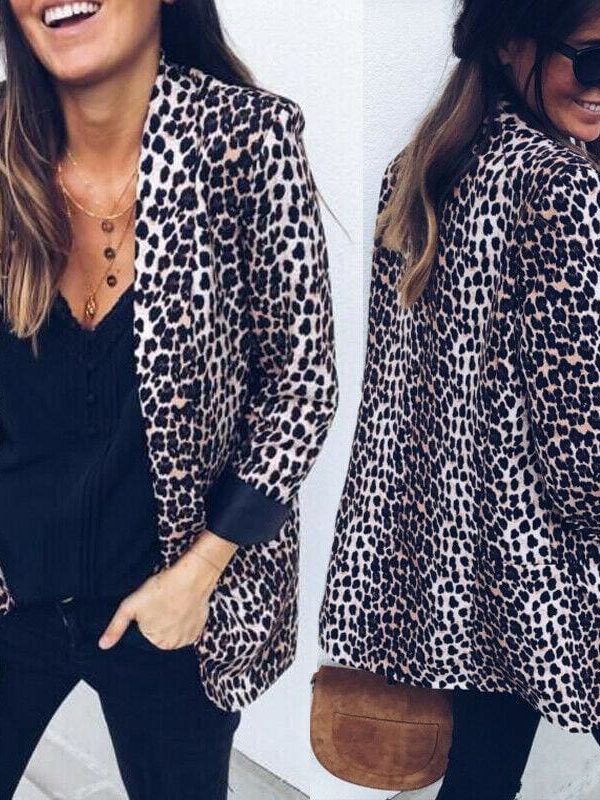 The Best Women Blazers and Jackets Work Office Lady Leopard Suit Slim with Pockets Business female blazer Coat Online - Takalr