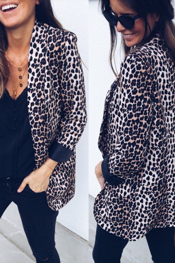 The Best Women Blazers and Jackets Work Office Lady Leopard Suit Slim with Pockets Business female blazer Coat Online - Takalr